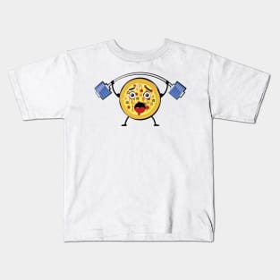 Weightlifter Pizza - Funny Character Illustration Kids T-Shirt